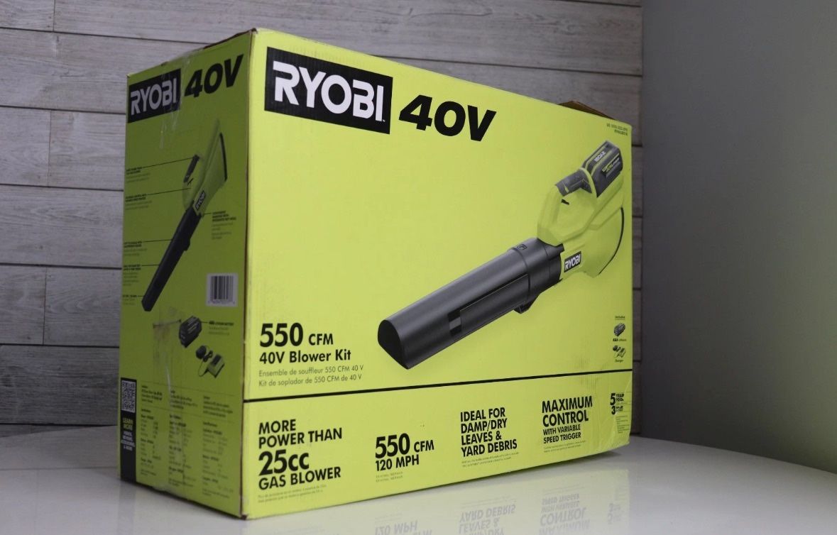 Ryobi 40V 550 CFM Cordless Leaf Blower Kit – Battery & Charger Included