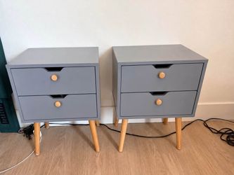Pair of Mid-Century Modern Grey Nightstands