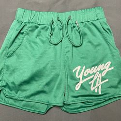 Men’s YoungLA Green Mesh Shorts - Size Medium