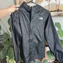 The North Face Black Windbreaker Hoodie Jacket Boys Youth Large 14/16 Waterproof 