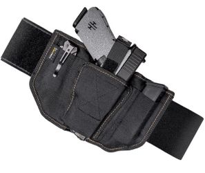 VNSH Black Belly Band Holster for Concealed Carry with 2 Built-in Mag Pouches
