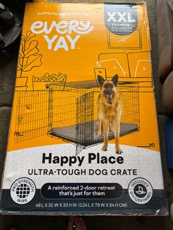 EveryYay Ultra Tough 2-Door Folding Dog Crate, XX-Large, 49.3" L X 29.81" W X 32.29" H, Without Handles