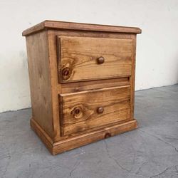 Nightstand 2 Drawers Pinewood 