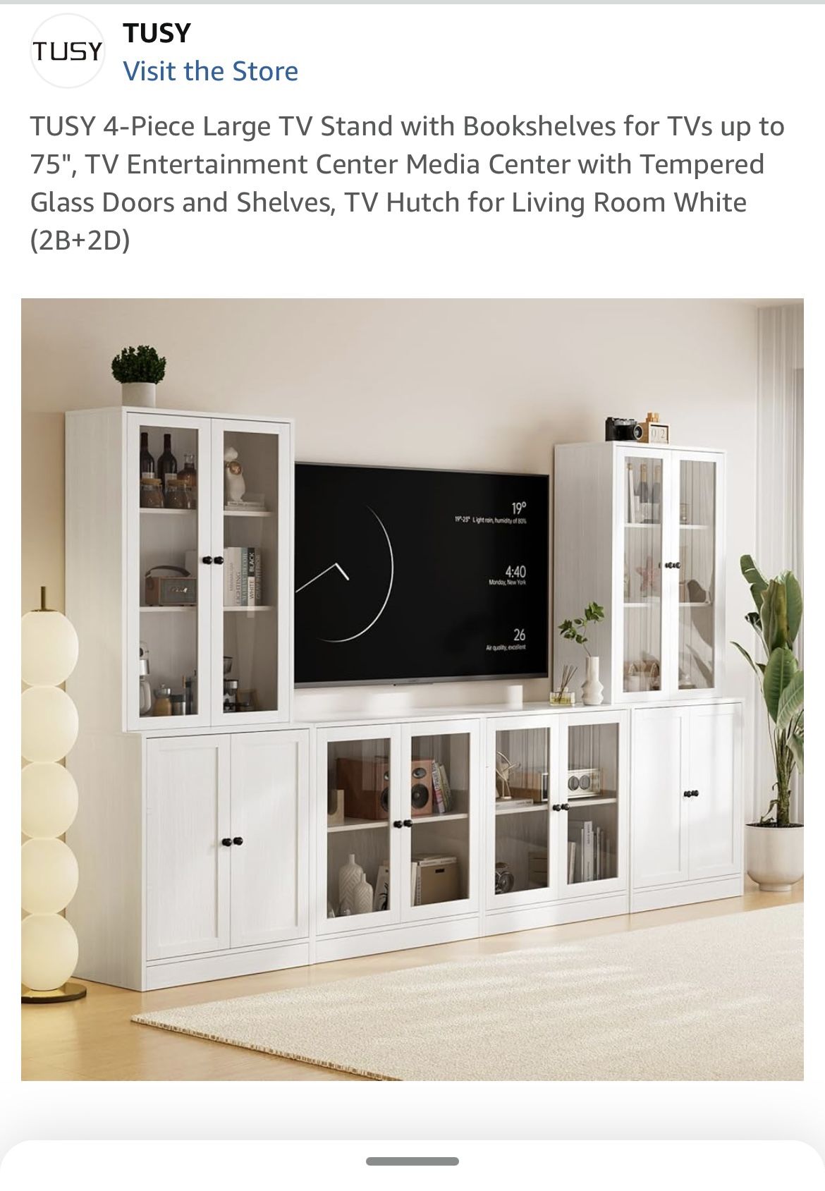 Tusy 4 Piece Large TV Stand W/ Bookshelves