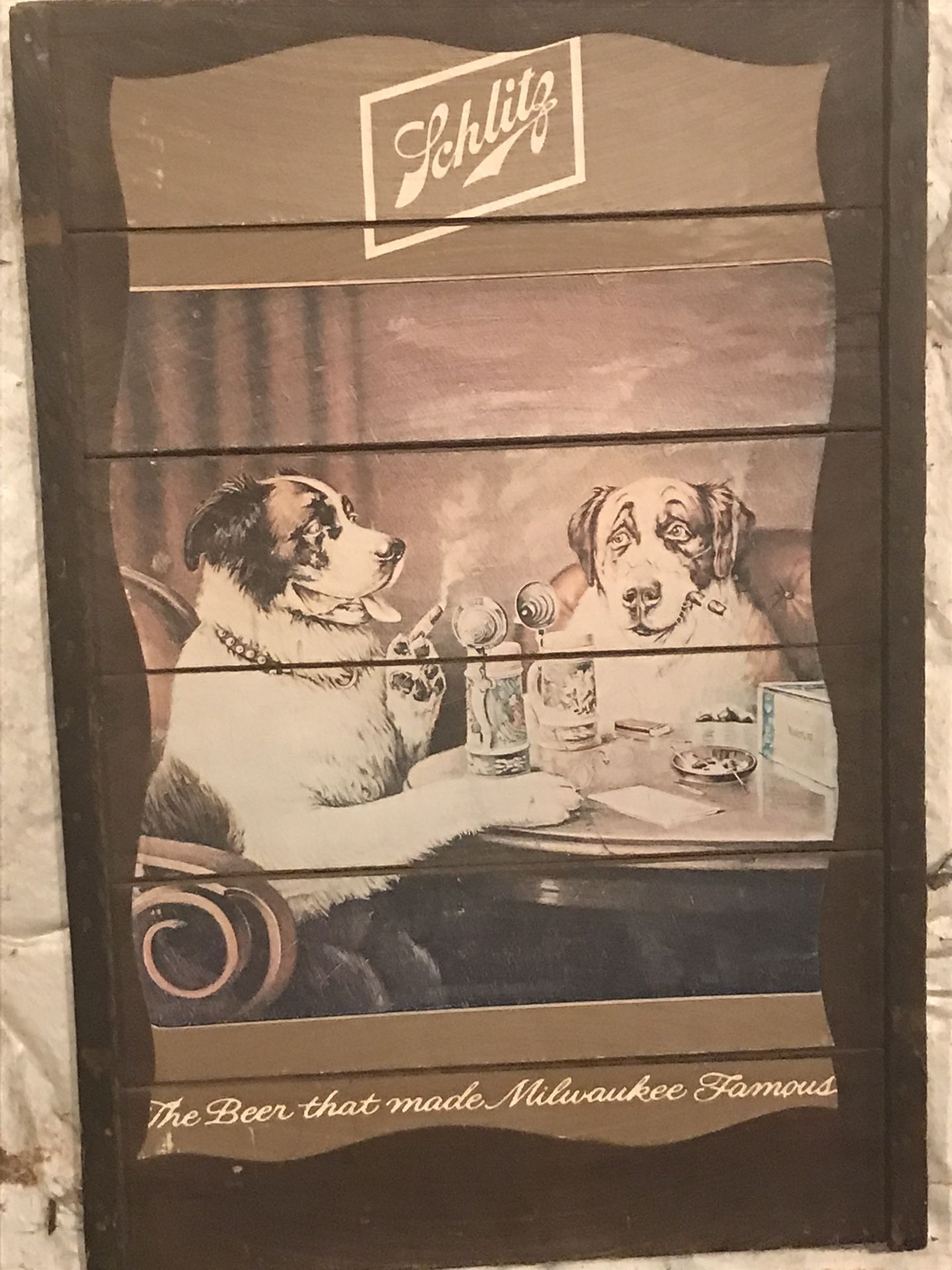 Old Wooden Schlitz Sign