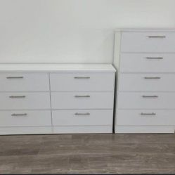 White Dresser And Chest  - Cómoda Y Gavetero Blanco 