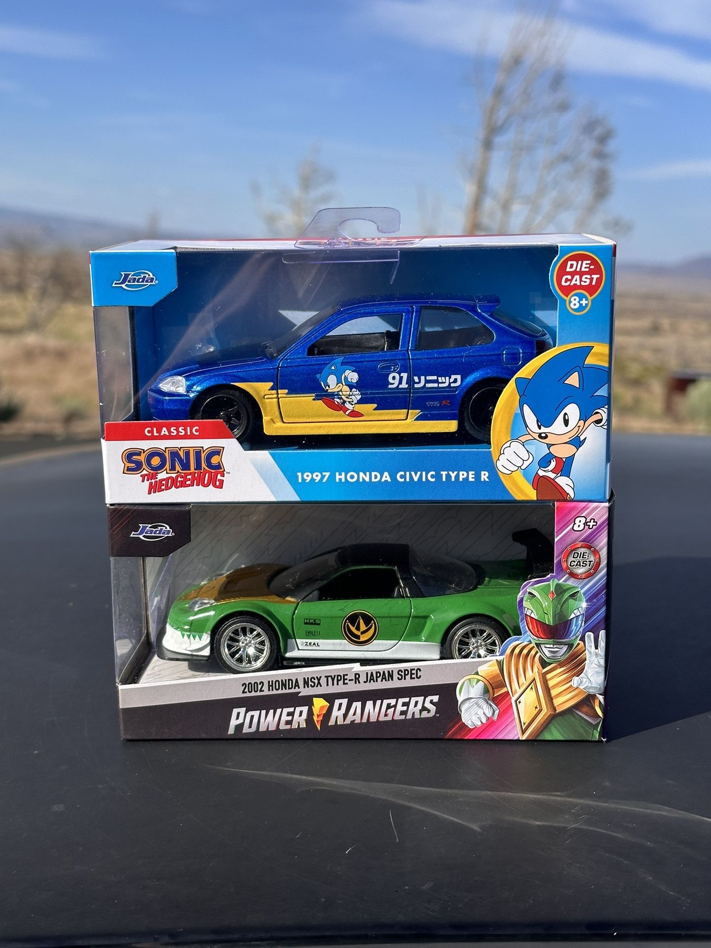 2x Jada Tuner Pop Culture Lot - Sonic Civic Type R & Green Ranger NSX