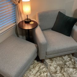 Light Grey Chair And Ottoman 