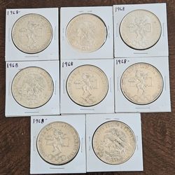 8 Olympic Games Silver Coins, Collectibles From 1968