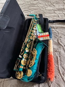 Teal Alto Saxophone with Case and Accessories