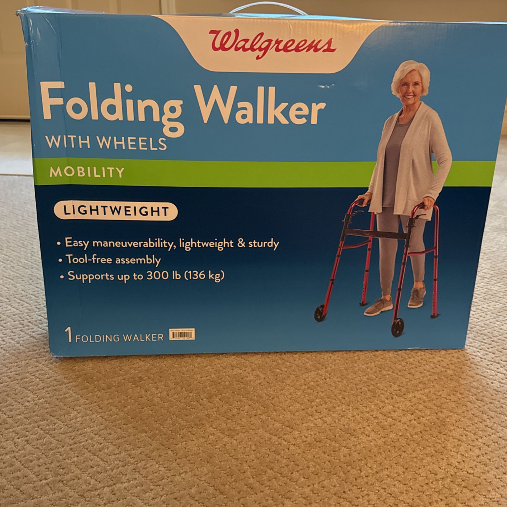 Folding walker with wheels (Walgreens)
