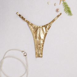 Gold Bikini Thong 
