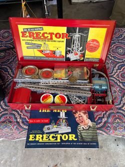 Vintage A.C. Gilbert Erector Set No. 6½ All Electric with metal case + manual