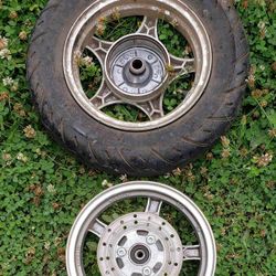 Two good used 10-in aluminum moped rims came off of a Gator S2-50cc 