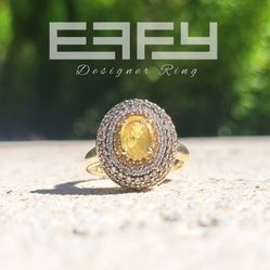 14K Gold Yellow Sapphire Diamond Signed Effy Ring (Retails for $3000)(Includes Jewelry Box)
