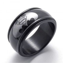 Plump Men Women Stainless Steel Titanium Band Ring Batman Logo Wedding Size 8