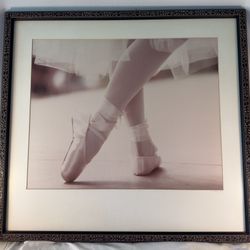 Ethereal Ballet Dancer Feet Photograph in Ornate Frame | Large 25.5" Square-ish Dance Décor