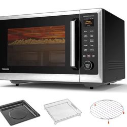 Toshiba 8-in-1 Countertop Microwave with Air Fryer & Convection, 1.0 cu. ft., 1000W, Black Stainless Steel (MSR