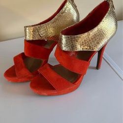 Red And Gold Heels Size 9