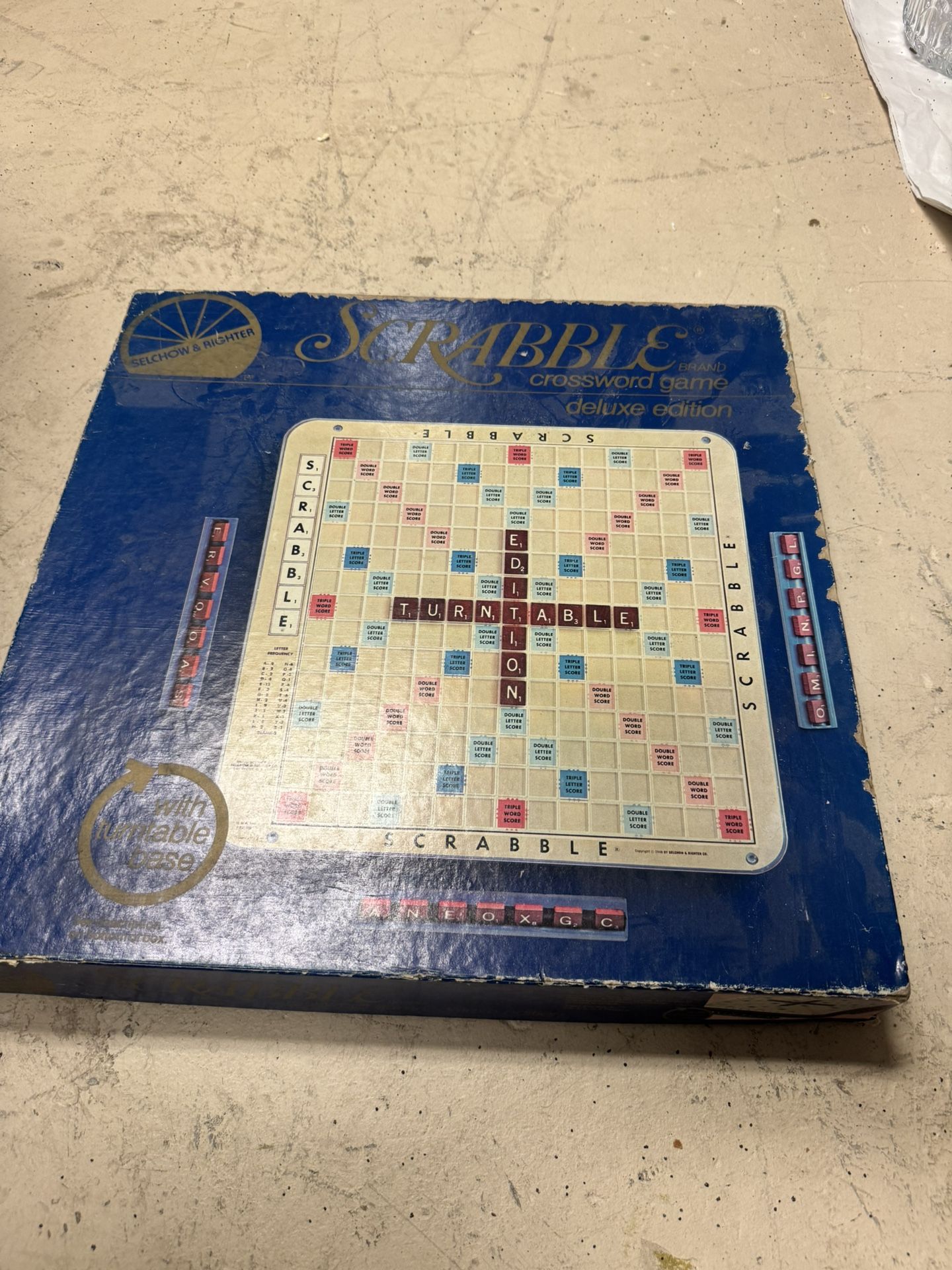 Vintage 1982 Scrabble Board Deluxe Edition Turntable Base Complete