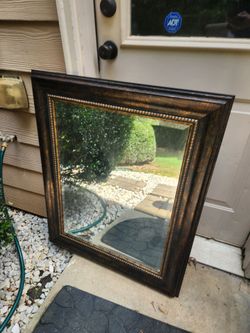 Framed Wall Mirror – Distressed Bronze/Bronze Finish