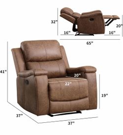 Brown Faux Leather Manual Recliner Chair