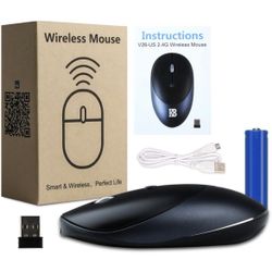 Wireless Mouse 2.4G Slim Cordless Mouse Portable Mobile Optical Mouse with USB Receiver 3 Adjustable DPI Levels Wireless Computer Mice for Notebook, P