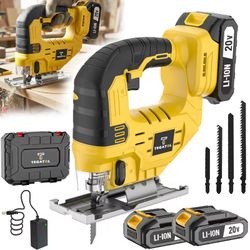 20V Cordless Curved Jigsaw with Battery, Blades & Case