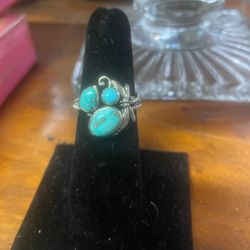 Vintage Sterling Turquoise Ring Size 7 