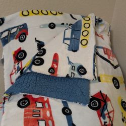 Cars and trucks throw Blanket Crib Toddler Bed Size