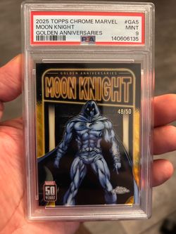 2025 TOPPS CHROME MARVEL MOON KNIGHT GA-3 GOLDEN ANNIVERSARIES GOLD WAVE 48/50