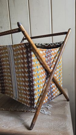 Vintage Folding Wood Magazine Rack