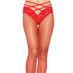 Red Fishnet Panty Hose 