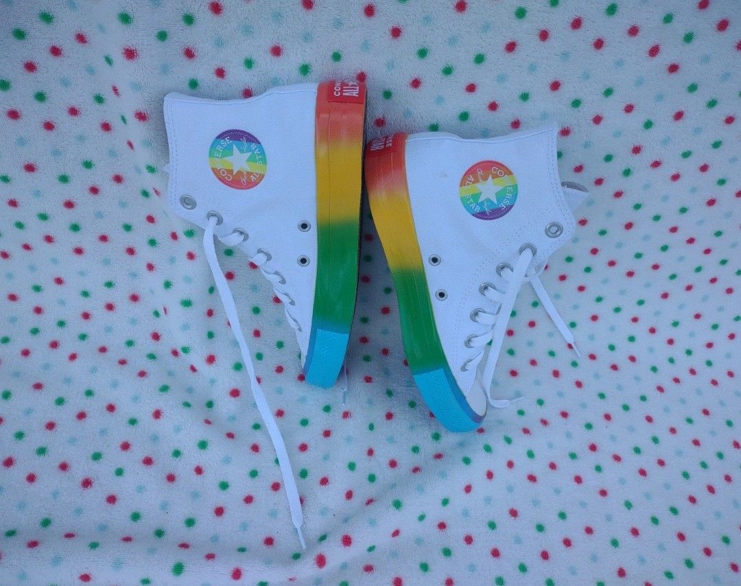 CONVERSE l Chuck Taylor All Star Hi Smiley White Rainbow Color High Tops 6
Con