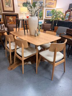 7-Piece Scandinavian Dining Set – Natural Finish – $775