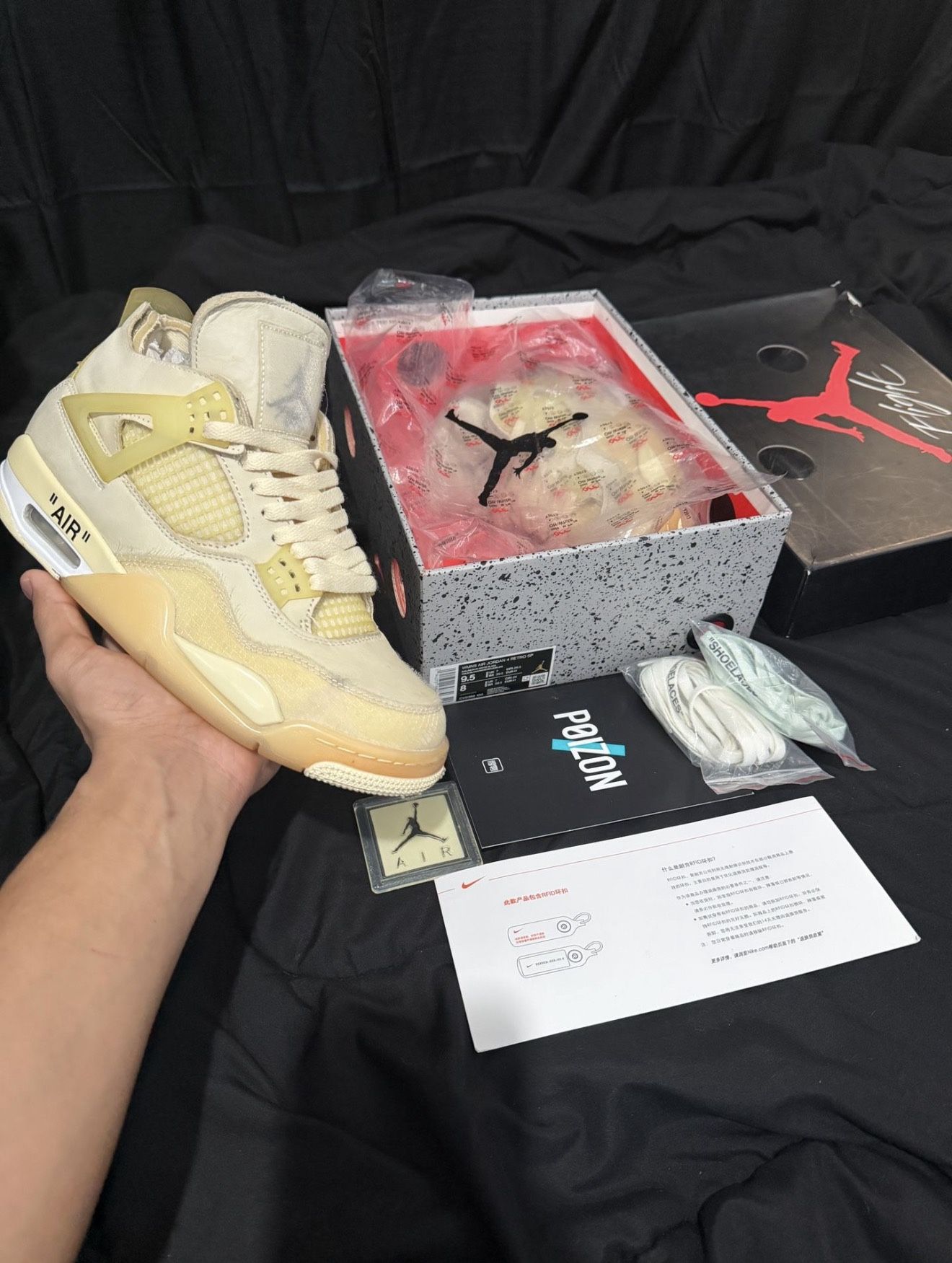 Off White Sail Jordan 4s (Size 8Men / 9.5 Women)