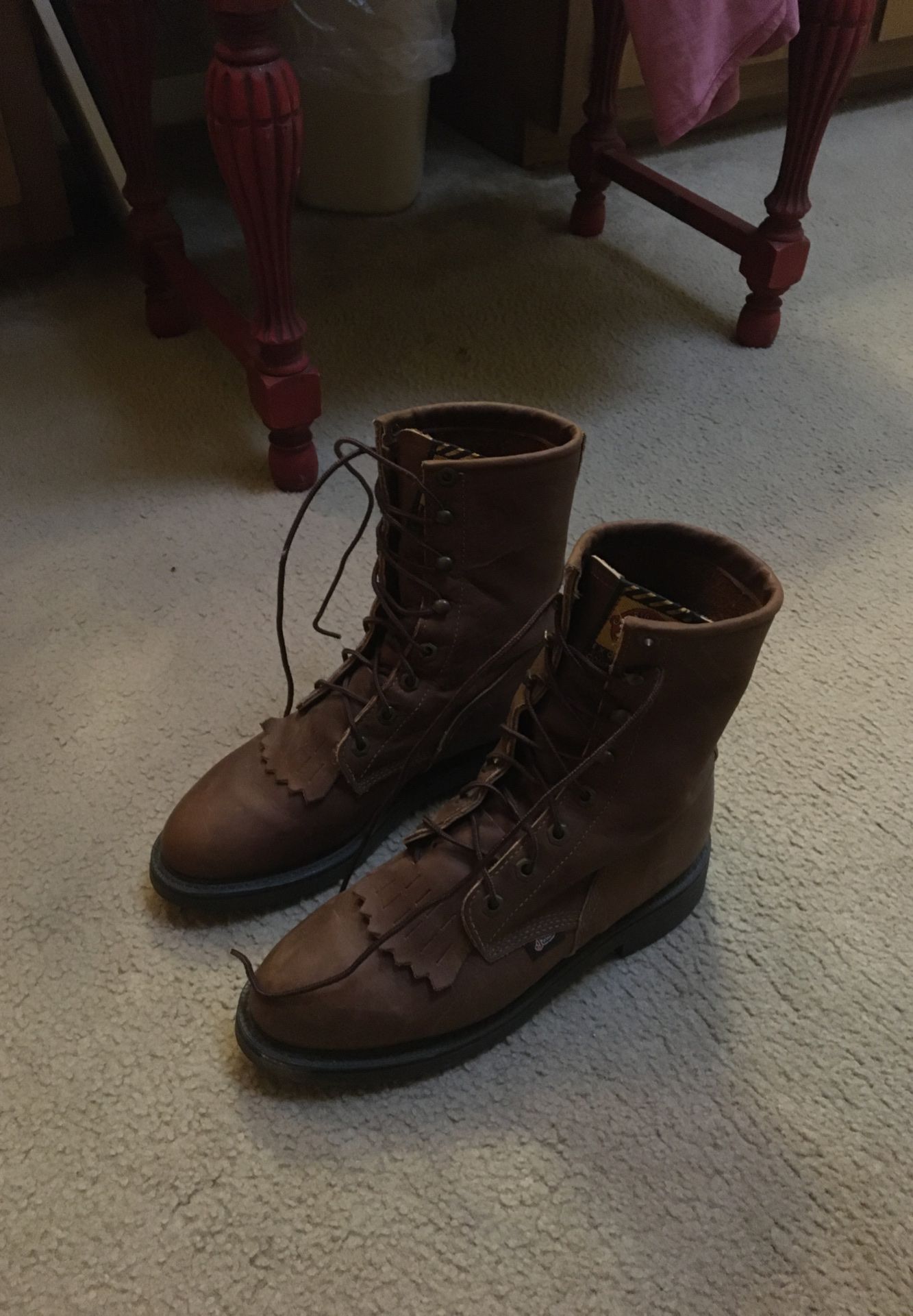 Justin steel toe lace up work boots