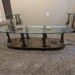 1 Marble And Churb Coffee Table & 2 End Tableables 
