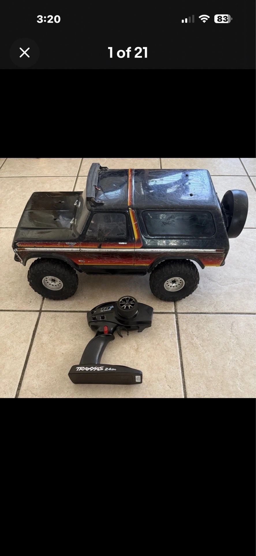 Rare Traxxas TRX-4 1979 Ford Bronco & 3 S Lipo Battery & Controller Upgraded