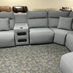 Stunning Greyish Couch - Recliner - Speaker - Chase - Glass Top - SAME DAY DELIVERY 🚚