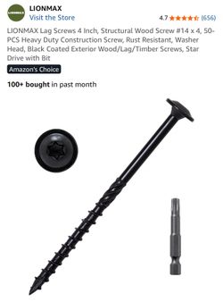 Lag Screws - 4 inch. Black. #14 x4. 50 count