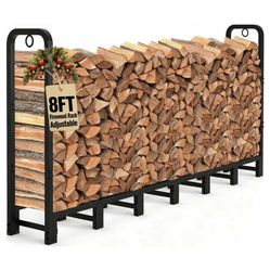 8ft Firewood Log Rack Outdoor Heavy Duty X(28)