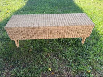 IKEA TOLKNING bench with storage handcrafted from natural rattan