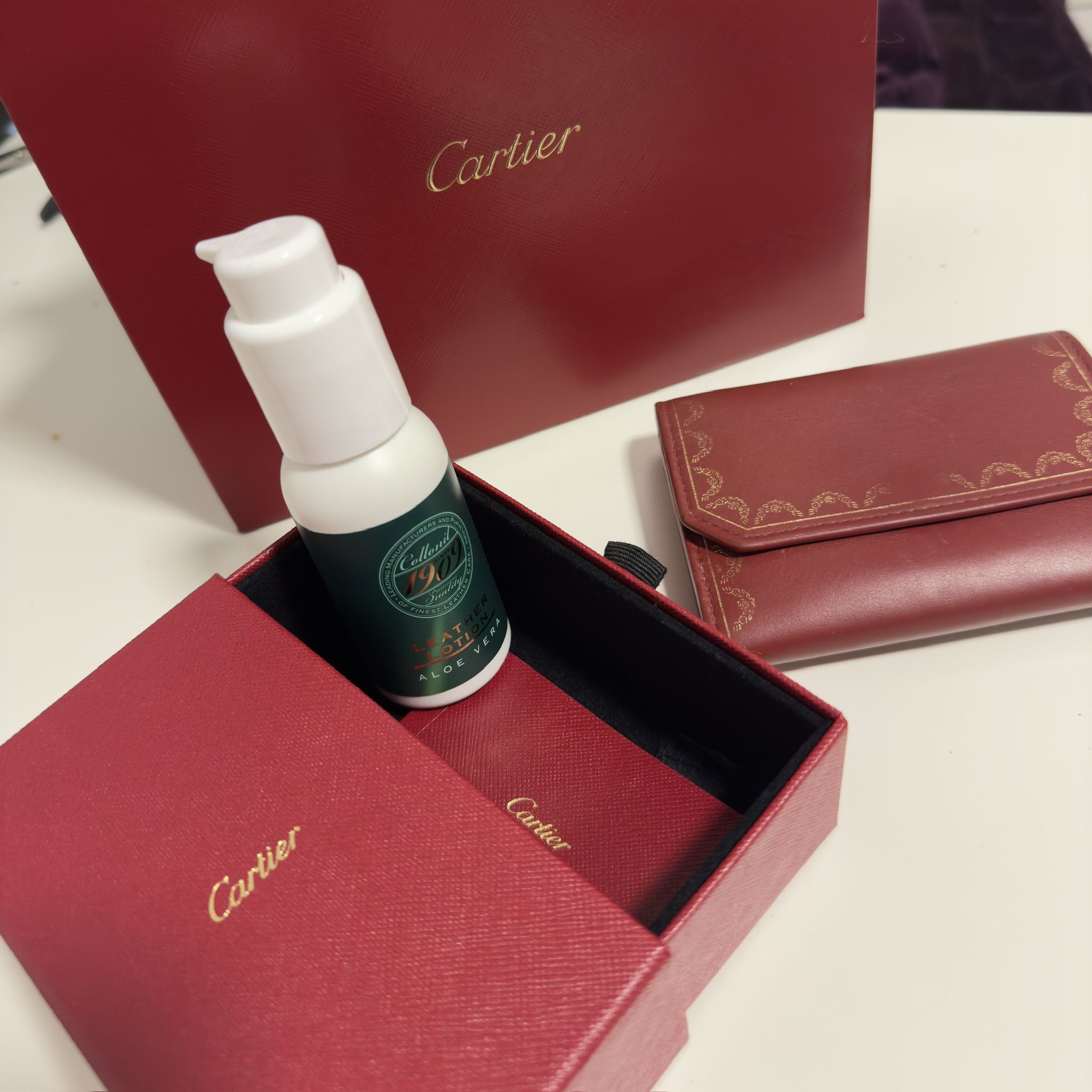 Cartier Red Leather Printed Compact Wallet