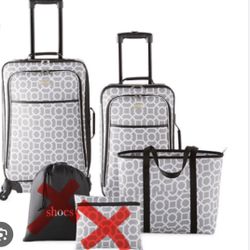 Gray Travel Luggage set 28” and 20” and tote new 