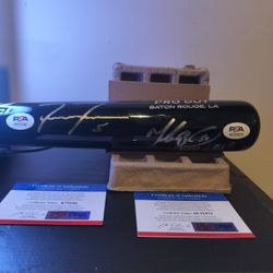 Freddie Freeman And Mookie Betts Autographed Marucci Bat PSA COA