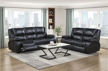 Sofa and Loveseat Manual Recliners, Black Top Grain Leather . New Especial price 