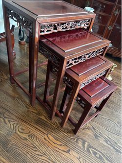 Vintage Chinese Redwood  Nesting Tables