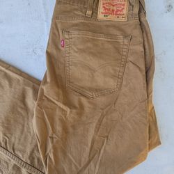 LEVI'S 505 Men's Khaki Brown Modern Red Tab Straight Cotton Blend Jeans 38/34
