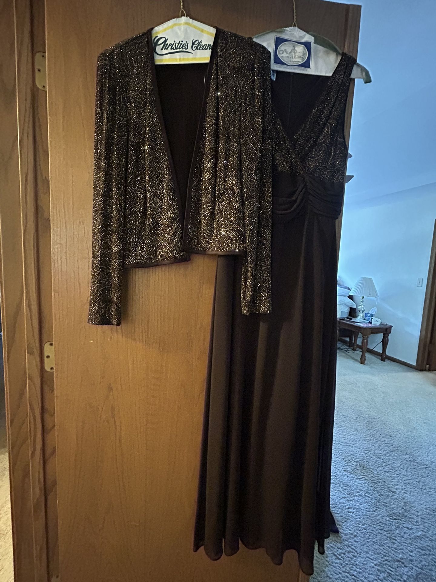 Brown Formal Dress With Jacket